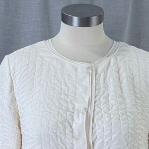Eileen Fisher Womens 100% Silk Ruched Knotted Button Front Jacket Ivory S